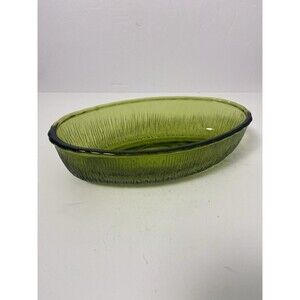 Green FTD 1975 Green Bowl/Vase Low Base Ribbed Design Oval Vintage Multi Use
